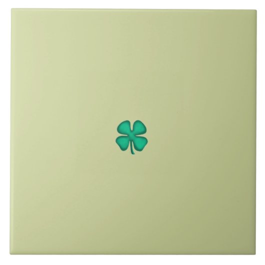 Lucky 4 Leaf Irish Clover tiny lt green large tile タイル (正面)