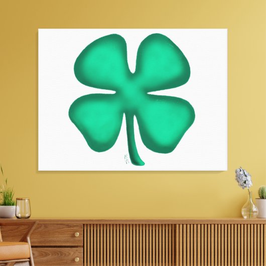 Lucky 4 Leaf Irish Clover white canvas print キャンバスプリント (インサイチュ (リビング))