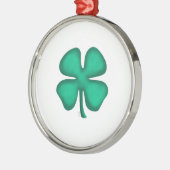 Lucky 4 Leaf Irish Clover white r premium ornament メタルオーナメント (左)