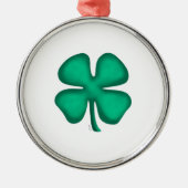 Lucky 4 Leaf Irish Clover white r premium ornament メタルオーナメント (正面)