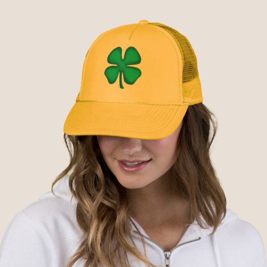 Lucky 4 Leaf Irish Clover yellow foam trucker hat キャップ (インサイチュ)