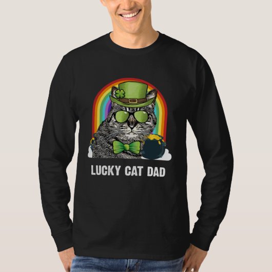 Lucky American Bobtail Cat Dad St Patricks Day Tシャツ (正面)