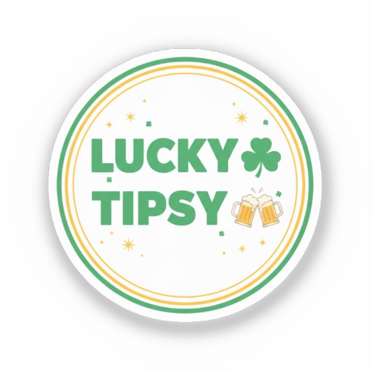Lucky And Tipsy Funny Beer Clover St Patrick's Day シール (正面)