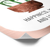 Lucky Bamboo Happiness Wealth Longevity Rose Gold ポスター (角)