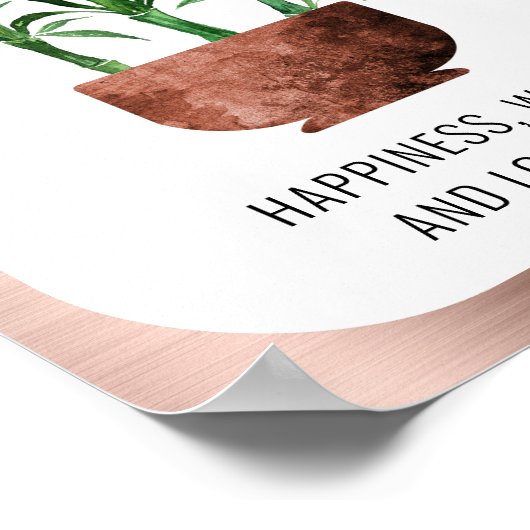 Lucky Bamboo Happiness Wealth Longevity Rose Gold ポスター (角)