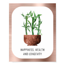 Lucky Bamboo Happiness Wealth Longevity Rose Gold