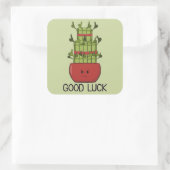 Lucky Bamboo Plant with Greeting スクエアシール (バッグ)