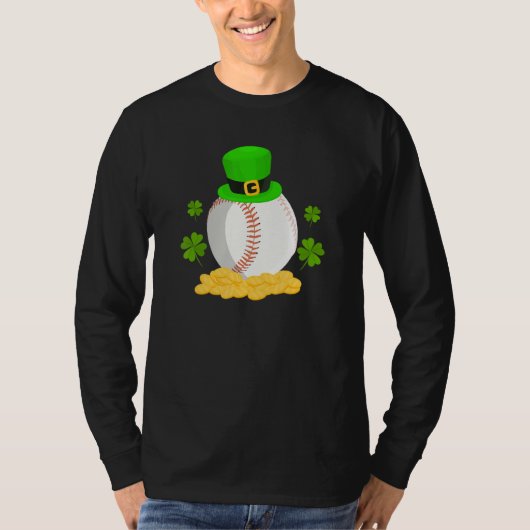 Lucky Baseball Leprechaun Hat Pile Golden Coins Ir Tシャツ (正面)