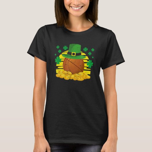 Lucky Basketball Leprechaun Hat Golden Clover Sham Tシャツ (正面)