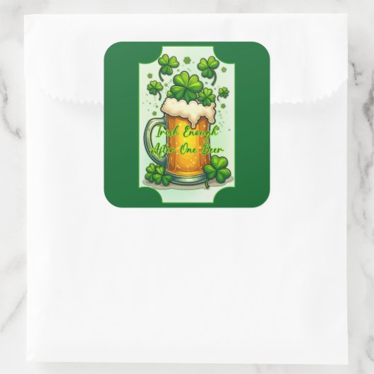 Lucky Beer St Patrick’s Day Shirt – Autocolante スクエアシール (バッグ)