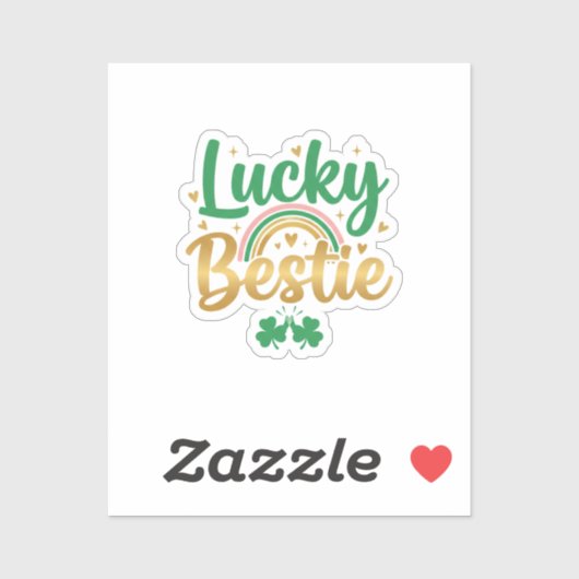 Lucky Bestie Cute Pink Green Typography St Patrick シール (シート)