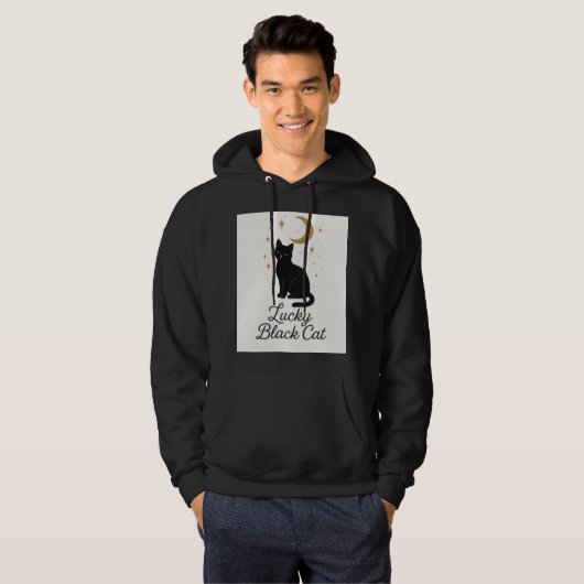 Lucky Black Cat Hoodie | Mystical Moon Design パーカ (正面フル)