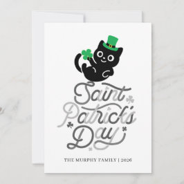 Lucky Black Cat Shamrock Photo St. Patrick's Day シーズンカード