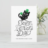 Lucky Black Cat Shamrock Photo St. Patrick's Day シーズンカード (スタンド正面)