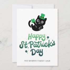 Lucky Black Cat Shamrock Photo St. Patrick's Day シーズンカード