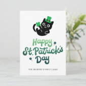 Lucky Black Cat Shamrock Photo St. Patrick's Day シーズンカード (スタンド正面)