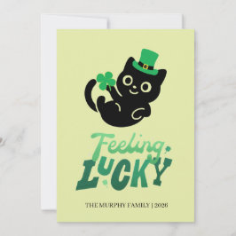 Lucky Black Cat Shamrock Photo St. Patrick's Day シーズンカード