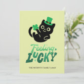 Lucky Black Cat Shamrock Photo St. Patrick's Day シーズンカード (スタンド正面)