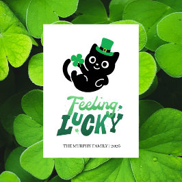 Lucky Black Cat Shamrock Photo St. Patrick's Day シーズンカード