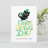 Lucky Black Cat Shamrock Photo St. Patrick's Day シーズンカード (スタンド正面)