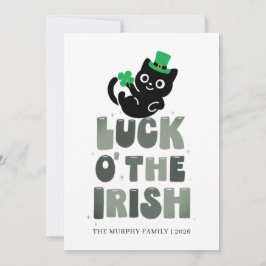 Lucky Black Cat Shamrock Photo St. Patrick's Day シーズンカード