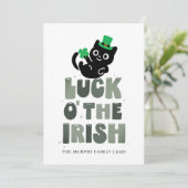 Lucky Black Cat Shamrock Photo St. Patrick's Day シーズンカード (スタンド正面)