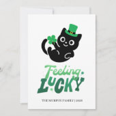 Lucky Black Cat Shamrock Photo St. Patrick's Day シーズンカード (正面)