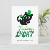 Lucky Black Cat Shamrock Photo St. Patrick's Day シーズンカード (スタンド正面)