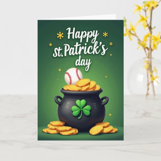 Lucky Black Pot St Patricks Day Card カード (黄色い花)