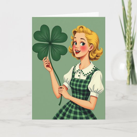 Lucky Blonde Retro Style Art Card カード (正面)