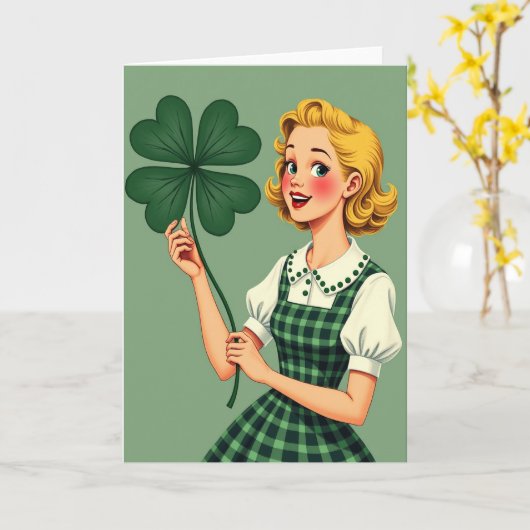 Lucky Blonde Retro Style Art Card カード (黄色い花)