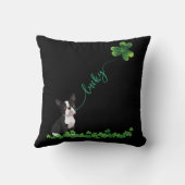 Lucky Boston Terrier Dog Shamrock St Patrick day T クッション (裏面)