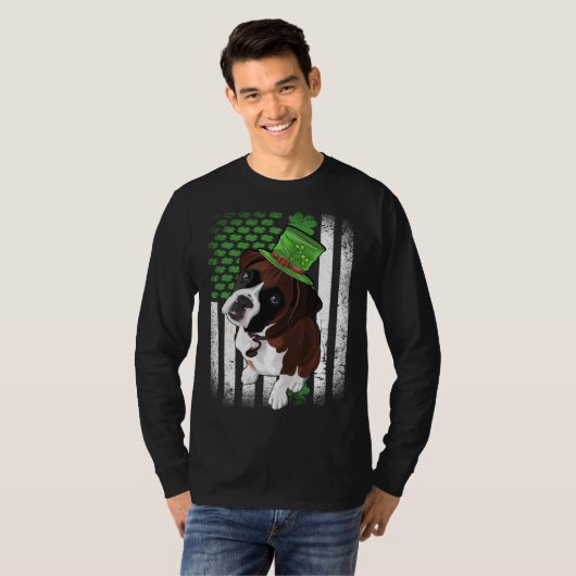 Lucky Boxer Dog St Patrick s Day Tシャツ (正面フル)