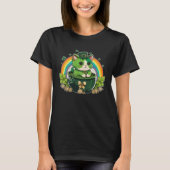 Lucky Cat and Pot Rainbow Shamrock St Patrick s Da Tシャツ (正面)