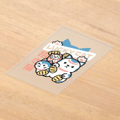 Lucky Cat Art – Maneki Neko with Gold Coin アクリル招待状 (レイダウン)