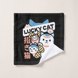 Lucky Cat Art – Maneki Neko with Gold Coin ウォッシュタオル