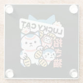 Lucky Cat Art – Maneki Neko with Gold Coin ガラスコースター (裏面)