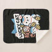 Lucky Cat Art – Maneki Neko with Gold Coin シェルパブランケット (正面(横))