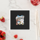 Lucky Cat Art – Maneki Neko with Gold Coin スタンダードカクテルナプキン (インサイチュ)