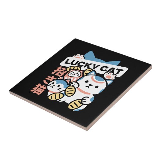 Lucky Cat Art – Maneki Neko with Gold Coin タイル (側面)