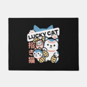 Lucky Cat Art – Maneki Neko with Gold Coin ドアマット (正面)