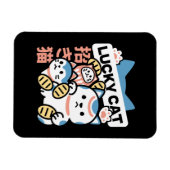 Lucky Cat Art – Maneki Neko with Gold Coin マグネット (横)