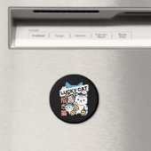 Lucky Cat Art – Maneki Neko with Gold Coin マグネット (インサイチュ (食洗機))