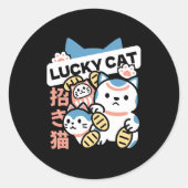 Lucky Cat Art – Maneki Neko with Gold Coin ラウンドシール (正面)