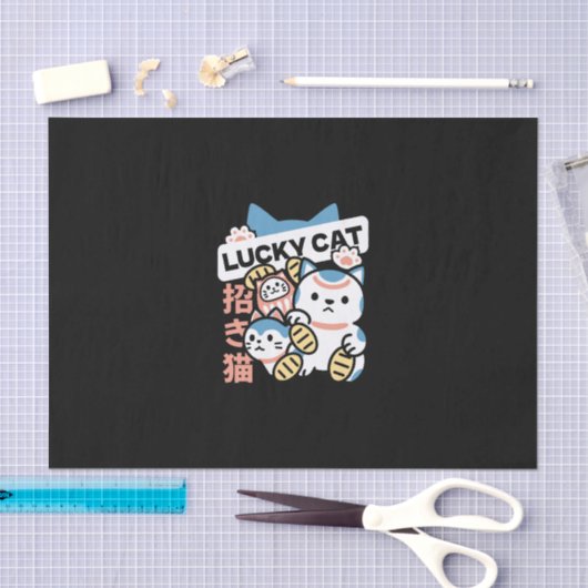 Lucky Cat Art – Maneki Neko with Gold Coin 薄葉紙 (クラフト)