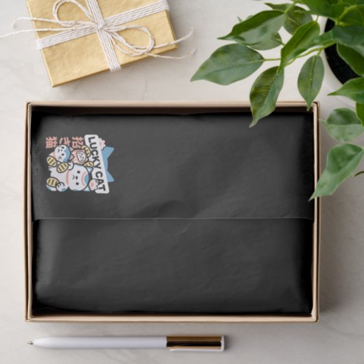 Lucky Cat Art – Maneki Neko with Gold Coin 薄葉紙 (ギフト)