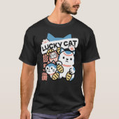 Lucky Cat Art – Maneki Neko with Gold Coin Tシャツ (正面)