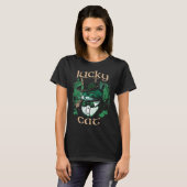 Lucky Cat Cute and Leprechaun Cat Graphic Tシャツ (正面フル)