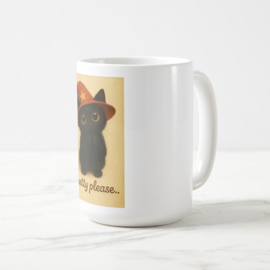 Lucky Cat Emi – Begging Pose Witch Cat Mug コーヒーマグカップ (正面右)
