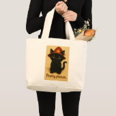 Lucky Cat Emi – Begging Pose Witch Cat Tote Bag ラージトートバッグ (正面(商品))